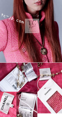 CHANEL 22A Pink Wool 100% Tweed Stand Mandarine Collar Jacket 34 36 シャネル ピンク ウール 100% ツイード マンダリン スタンド カラー ジャケット 即発