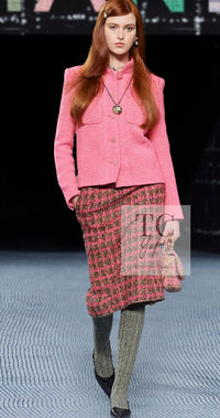 CHANEL 22A Pink Wool 100% Tweed Stand Mandarine Collar Jacket 34 36 シャネル ピンク ウール 100% ツイード マンダリン スタンド カラー ジャケット 即発