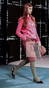 CHANEL 22A Pink Wool 100% Tweed Stand Mandarine Collar Jacket 34 36 シャネル ピンク ウール 100% ツイード マンダリン スタンド カラー ジャケット 即発
