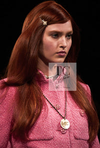 CHANEL 22A Pink Wool 100% Tweed Stand Mandarine Collar Jacket 34 36 シャネル ピンク ウール 100% ツイード マンダリン スタンド カラー ジャケット 即発
