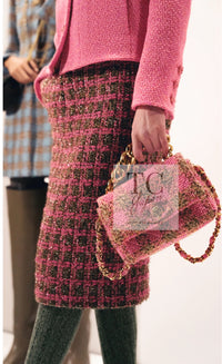 CHANEL 22A Pink Wool 100% Tweed Stand Mandarine Collar Jacket 34 36 シャネル ピンク ウール 100% ツイード マンダリン スタンド カラー ジャケット 即発
