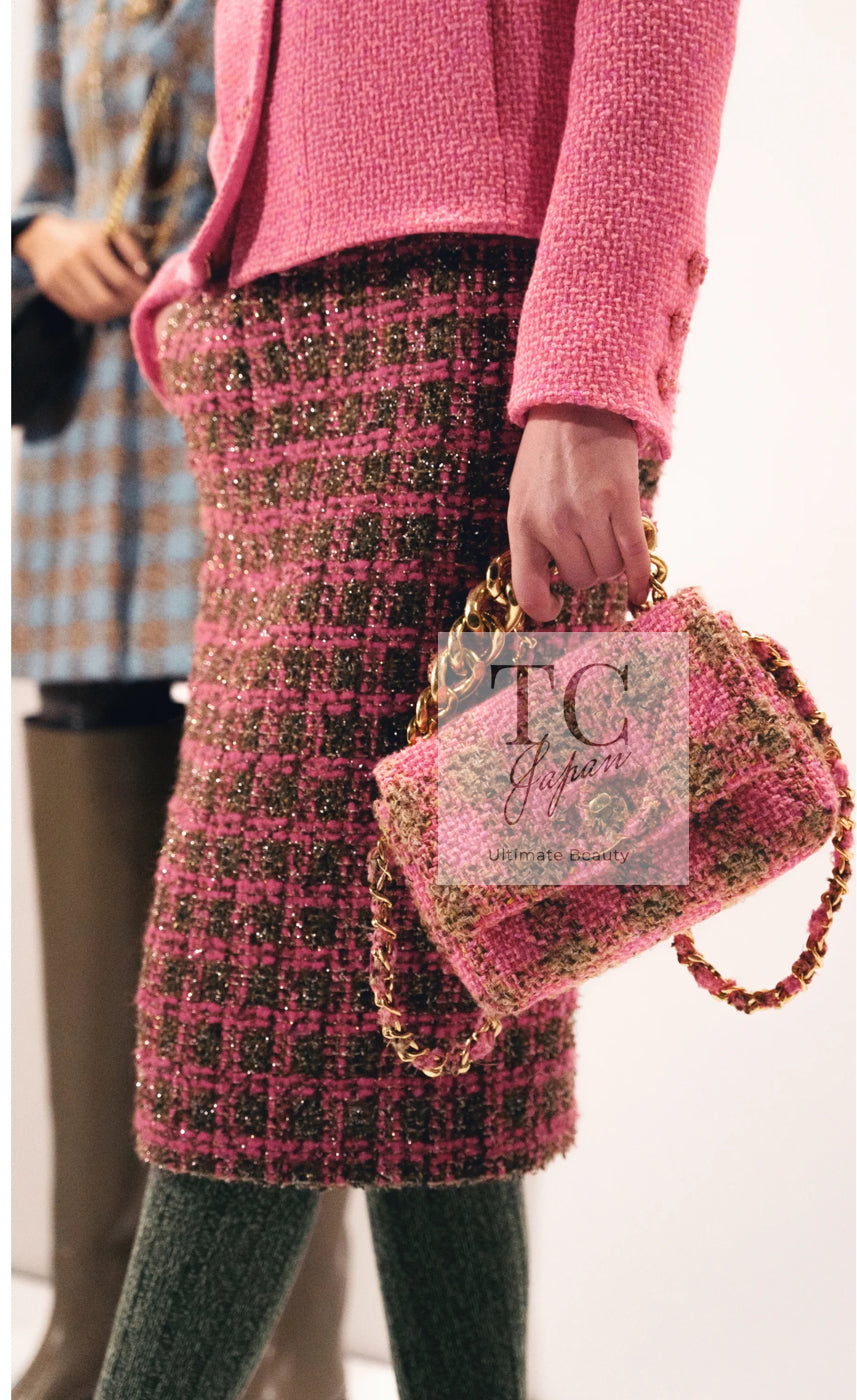 CHANEL 22A Pink Wool 100% Tweed Stand Mandarine Collar Jacket 34 36 シャネル ピンク ウール 100% ツイード マンダリン スタンド カラー ジャケット 即発