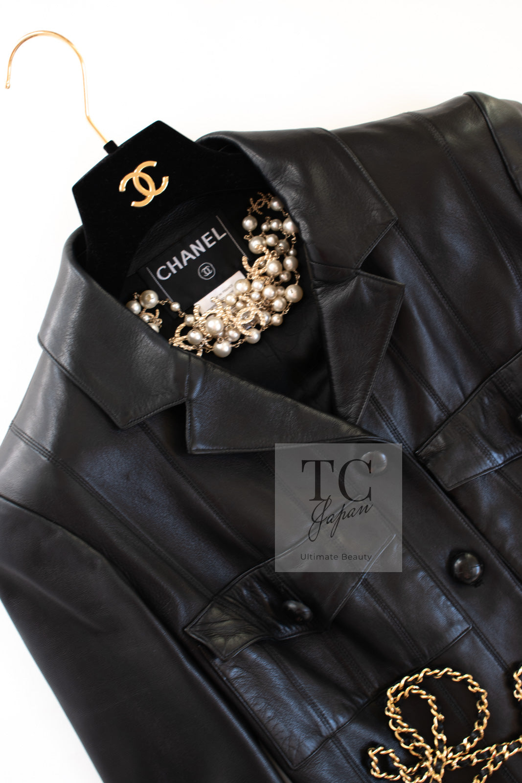 CHANEL 03A Black Lambskin Leather Jacket 36 38 シャネル ブラック ラム レザー ジャケット 即発
