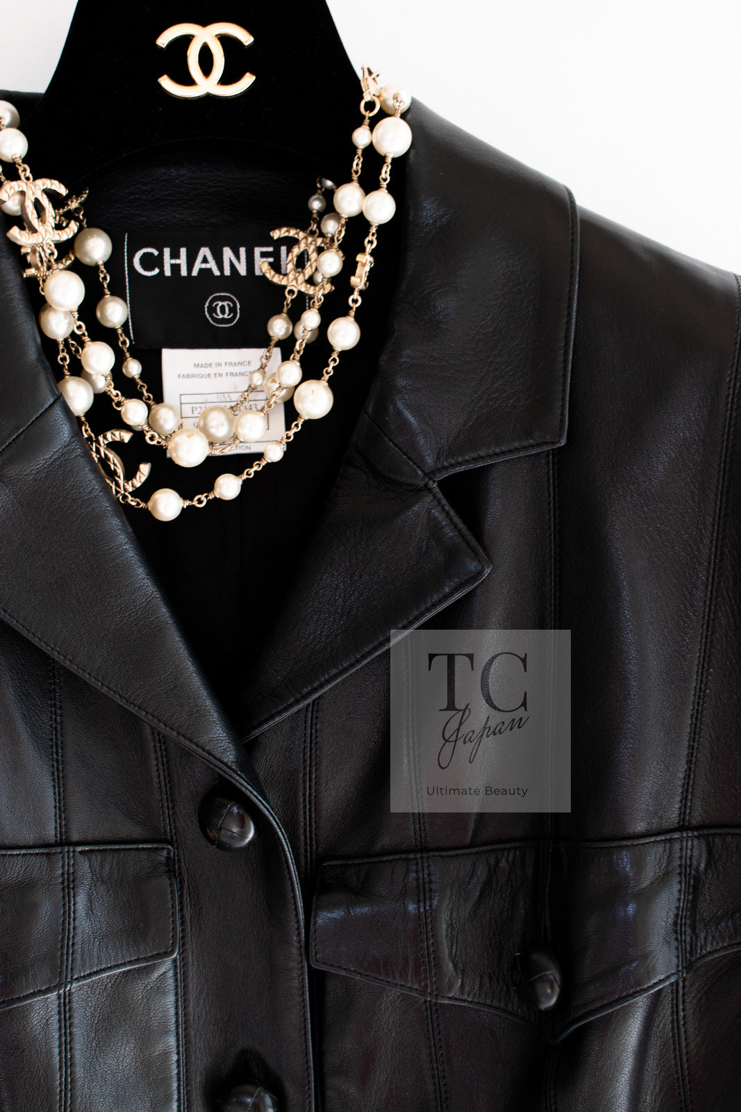 CHANEL 03A Black Lambskin Leather Jacket 36 38 シャネル ブラック ラム レザー ジャケット 即発