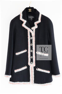 CHANEL 18PA Black Braid Trim Wool Jacket Coat 34 シャネル ブラック ブレード トリム ウール ジャケット 即発
