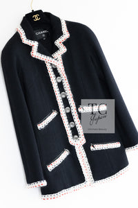 CHANEL 18PA Black Braid Trim Wool Jacket Coat 34 シャネル ブラック ブレード トリム ウール ジャケット 即発