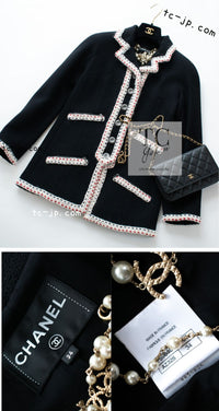 CHANEL 18PA Black Braid Trim Wool Jacket Coat 34 シャネル ブラック ブレード トリム ウール ジャケット 即発