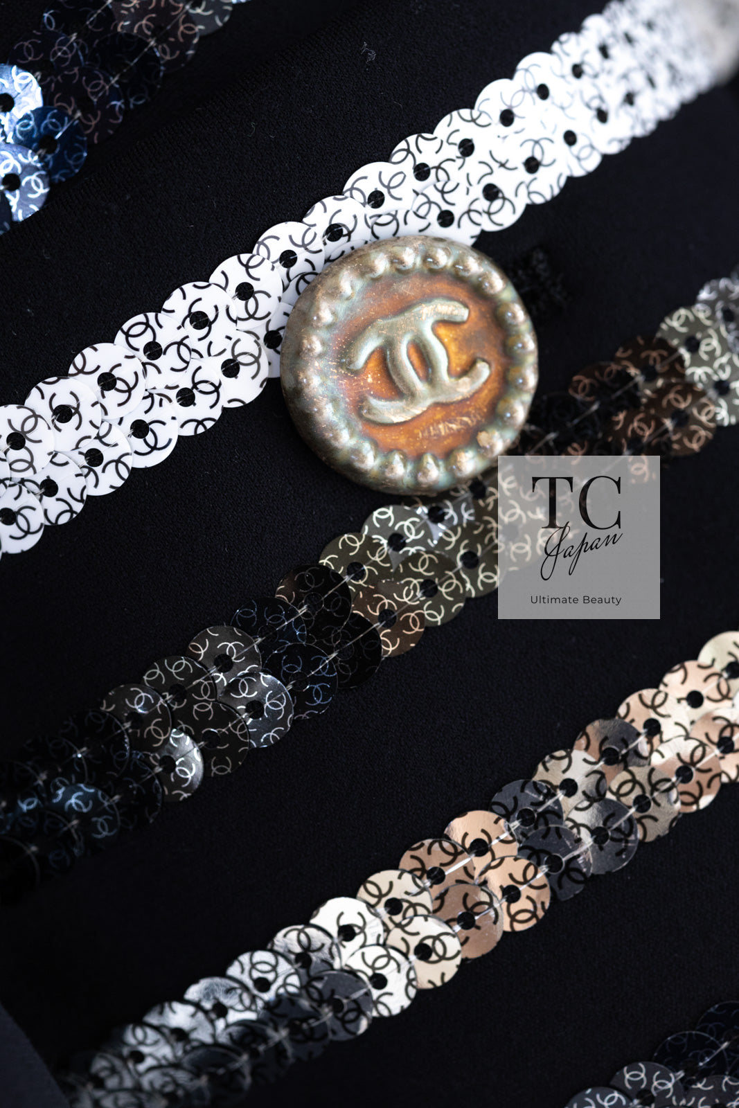 CHANEL 22C Black Sequin Glitter Stretch Jersey Jacket 38 40 42 シャネル ブラック スパンコール グリッター ストレッチ ジャージー ノーカラー ジャケット 即発