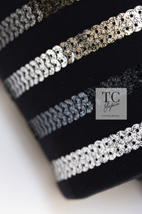 CHANEL 22C Black Sequin Glitter Stretch Jersey Jacket 38 40 42 シャネル ブラック スパンコール グリッター ストレッチ ジャージー ノーカラー ジャケット 即発
