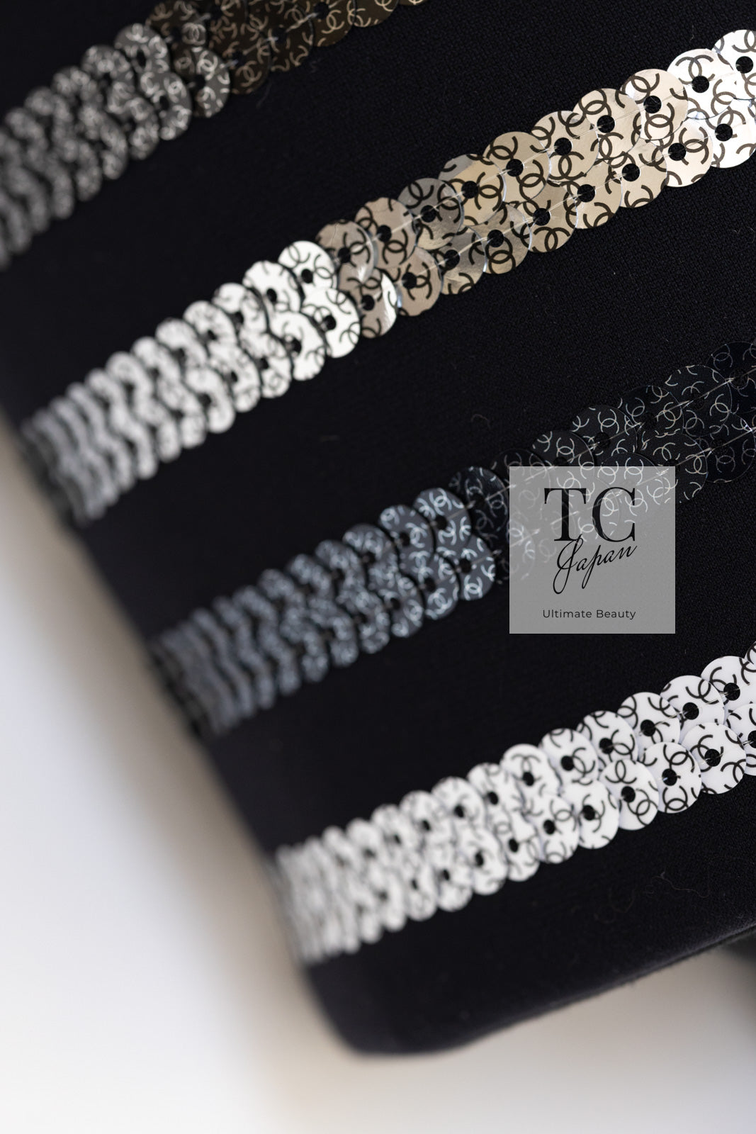 CHANEL 22C Black Sequin Glitter Stretch Jersey Jacket 38 40 42 シャネル ブラック スパンコール グリッター ストレッチ ジャージー ノーカラー ジャケット 即発