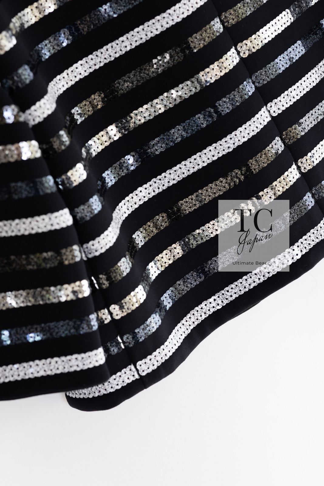 CHANEL 22C Black Sequin Glitter Stretch Jersey Jacket 38 40 42 シャネル ブラック スパンコール グリッター ストレッチ ジャージー ノーカラー ジャケット 即発