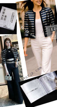 CHANEL 22C Black Sequin Glitter Stretch Jersey Jacket 38 40 42 シャネル ブラック スパンコール グリッター ストレッチ ジャージー ノーカラー ジャケット 即発