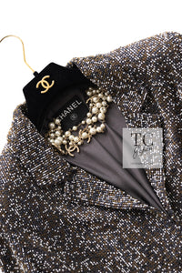 CHANEL 99S Brown Olive Navy Cotton Beaded Evening Party Jacket 40 42 シャネル ブラウン オリーブ ネイビー ビーズ イブニング パーティー ジャケット 即発