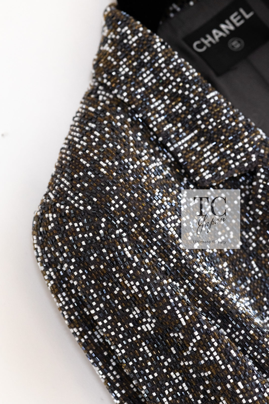CHANEL 99S Brown Olive Navy Cotton Beaded Evening Party Jacket 40 42 シャネル ブラウン オリーブ ネイビー ビーズ イブニング パーティー ジャケット 即発