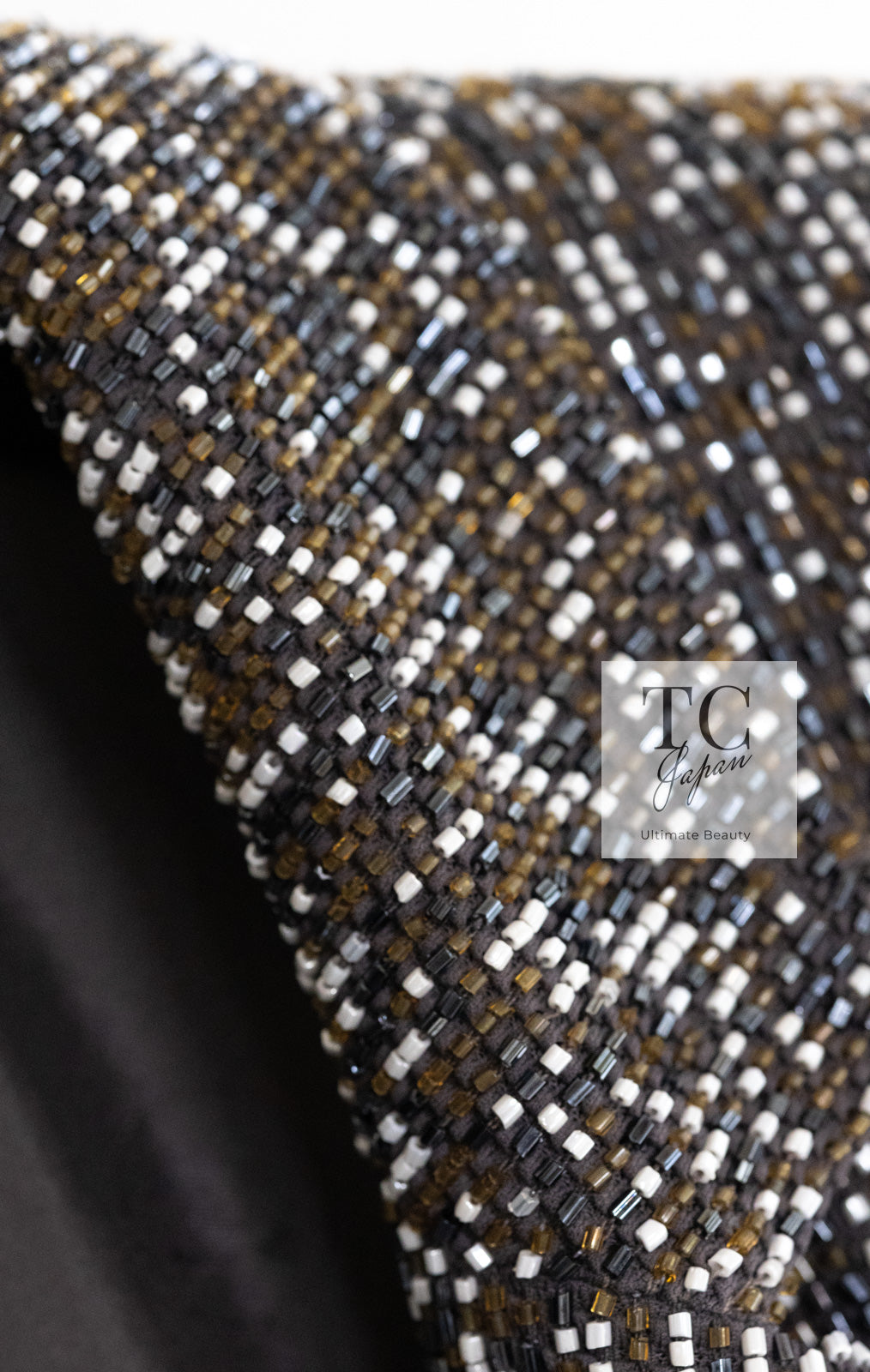 CHANEL 99S Brown Olive Navy Cotton Beaded Evening Party Jacket 40 42 シャネル ブラウン オリーブ ネイビー ビーズ イブニング パーティー ジャケット 即発