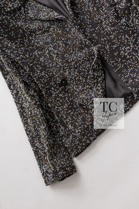 CHANEL 99S Brown Olive Navy Cotton Beaded Evening Party Jacket 40 42 シャネル ブラウン オリーブ ネイビー ビーズ イブニング パーティー ジャケット 即発