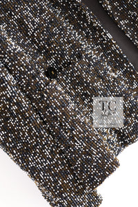 CHANEL 99S Brown Olive Navy Cotton Beaded Evening Party Jacket 40 42 シャネル ブラウン オリーブ ネイビー ビーズ イブニング パーティー ジャケット 即発