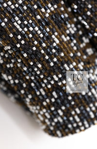 CHANEL 99S Brown Olive Navy Cotton Beaded Evening Party Jacket 40 42 シャネル ブラウン オリーブ ネイビー ビーズ イブニング パーティー ジャケット 即発