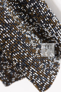CHANEL 99S Brown Olive Navy Cotton Beaded Evening Party Jacket 40 42 シャネル ブラウン オリーブ ネイビー ビーズ イブニング パーティー ジャケット 即発