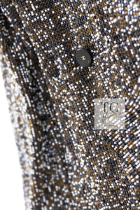 CHANEL 99S Brown Olive Navy Cotton Beaded Evening Party Jacket 40 42 シャネル ブラウン オリーブ ネイビー ビーズ イブニング パーティー ジャケット 即発
