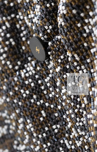 CHANEL 99S Brown Olive Navy Cotton Beaded Evening Party Jacket 40 42 シャネル ブラウン オリーブ ネイビー ビーズ イブニング パーティー ジャケット 即発