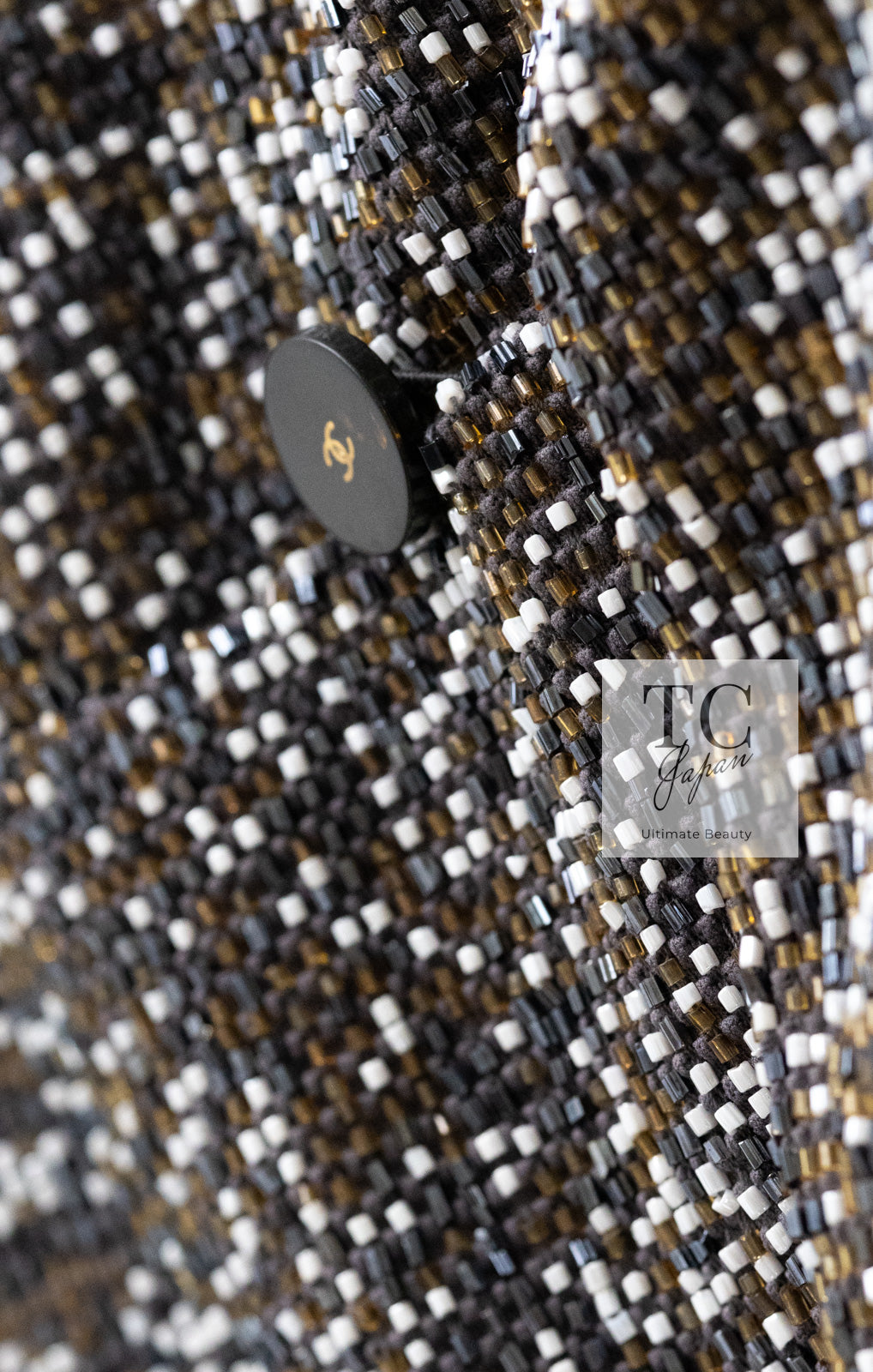 CHANEL 99S Brown Olive Navy Cotton Beaded Evening Party Jacket 40 42 シャネル ブラウン オリーブ ネイビー ビーズ イブニング パーティー ジャケット 即発