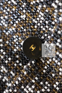 CHANEL 99S Brown Olive Navy Cotton Beaded Evening Party Jacket 40 42 シャネル ブラウン オリーブ ネイビー ビーズ イブニング パーティー ジャケット 即発