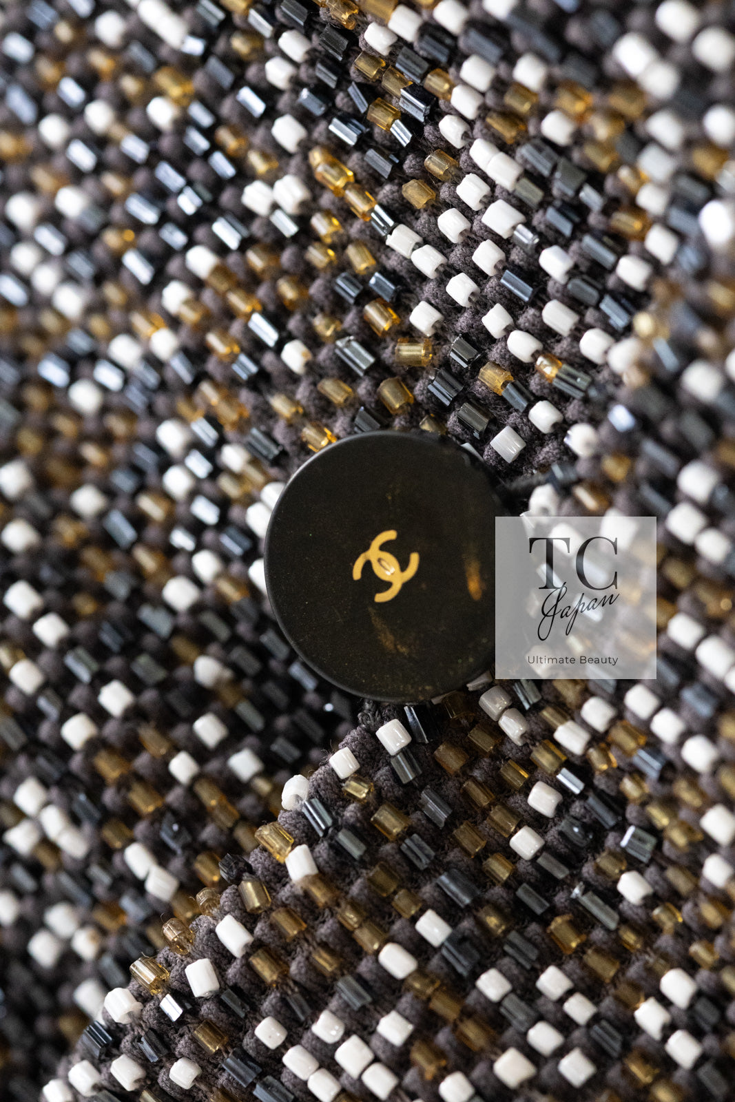 CHANEL 99S Brown Olive Navy Cotton Beaded Evening Party Jacket 40 42 シャネル ブラウン オリーブ ネイビー ビーズ イブニング パーティー ジャケット 即発