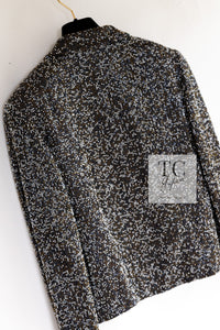 CHANEL 99S Brown Olive Navy Cotton Beaded Evening Party Jacket 40 42 シャネル ブラウン オリーブ ネイビー ビーズ イブニング パーティー ジャケット 即発