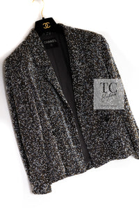 CHANEL 99S Brown Olive Navy Cotton Beaded Evening Party Jacket 40 42 シャネル ブラウン オリーブ ネイビー ビーズ イブニング パーティー ジャケット 即発