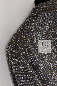CHANEL 99S Brown Olive Navy Cotton Beaded Evening Party Jacket 40 42 シャネル ブラウン オリーブ ネイビー ビーズ イブニング パーティー ジャケット 即発