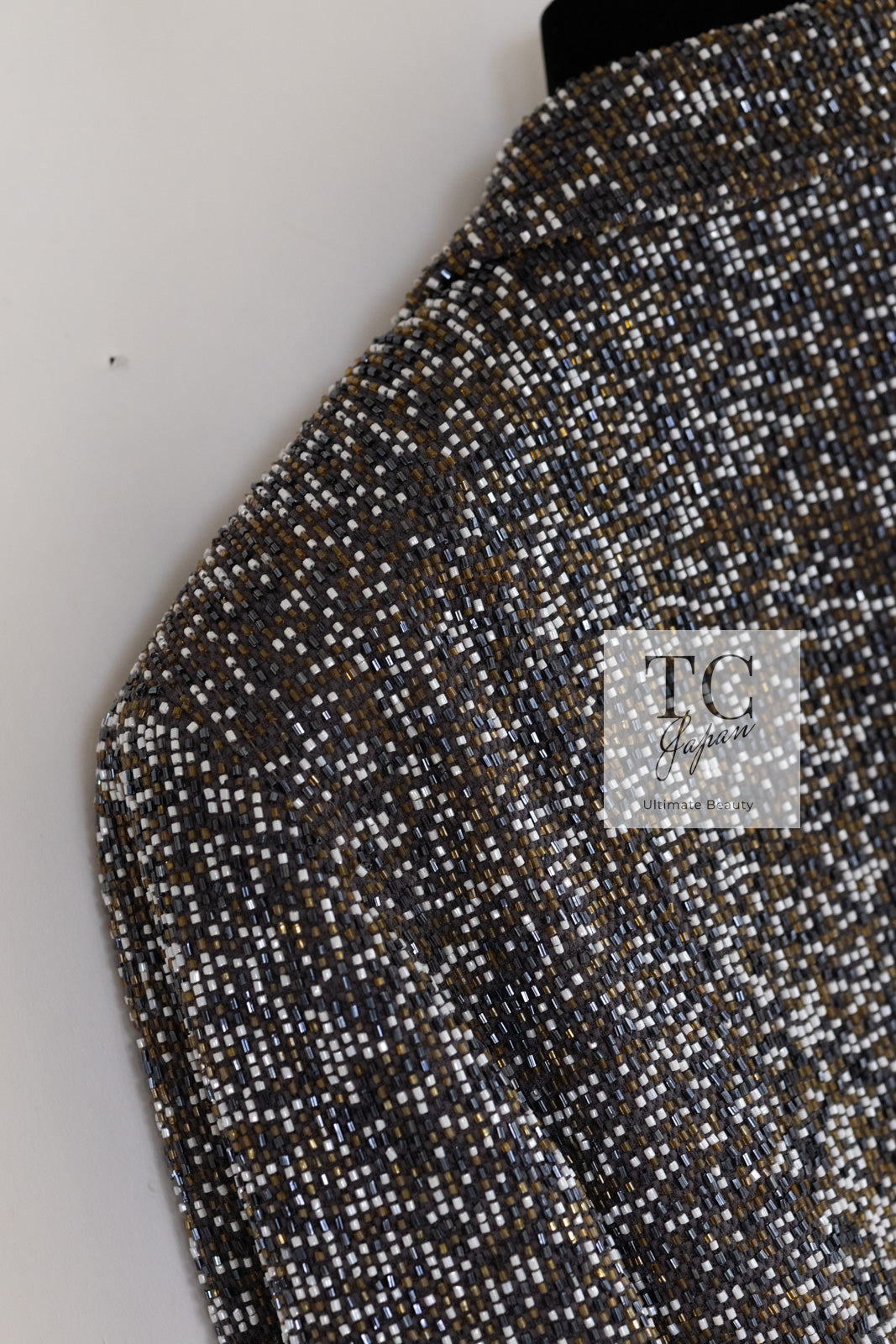 CHANEL 99S Brown Olive Navy Cotton Beaded Evening Party Jacket 40 42 シャネル ブラウン オリーブ ネイビー ビーズ イブニング パーティー ジャケット 即発
