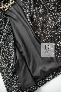 CHANEL 99S Brown Olive Navy Cotton Beaded Evening Party Jacket 40 42 シャネル ブラウン オリーブ ネイビー ビーズ イブニング パーティー ジャケット 即発