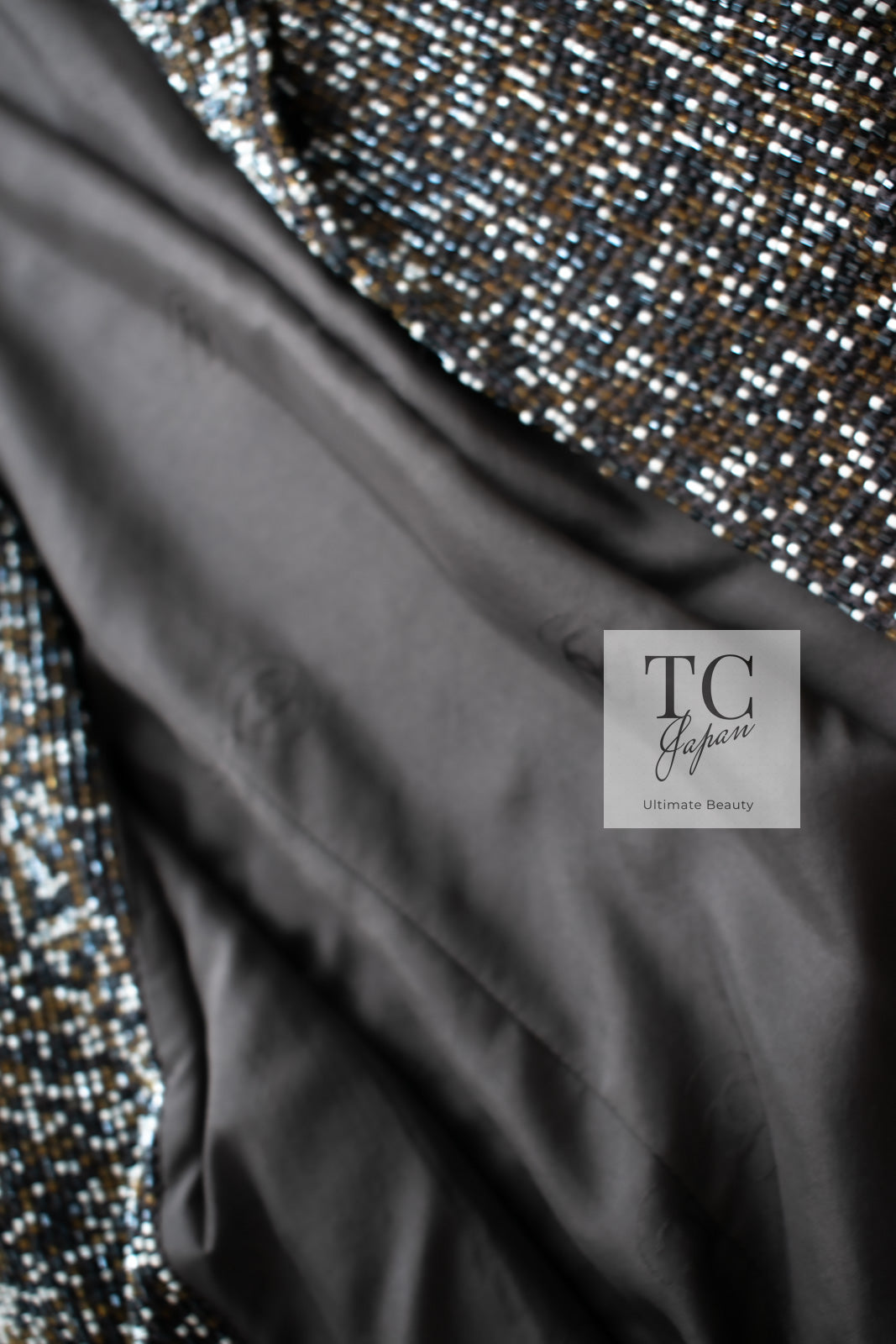 CHANEL 99S Brown Olive Navy Cotton Beaded Evening Party Jacket 40 42 シャネル ブラウン オリーブ ネイビー ビーズ イブニング パーティー ジャケット 即発