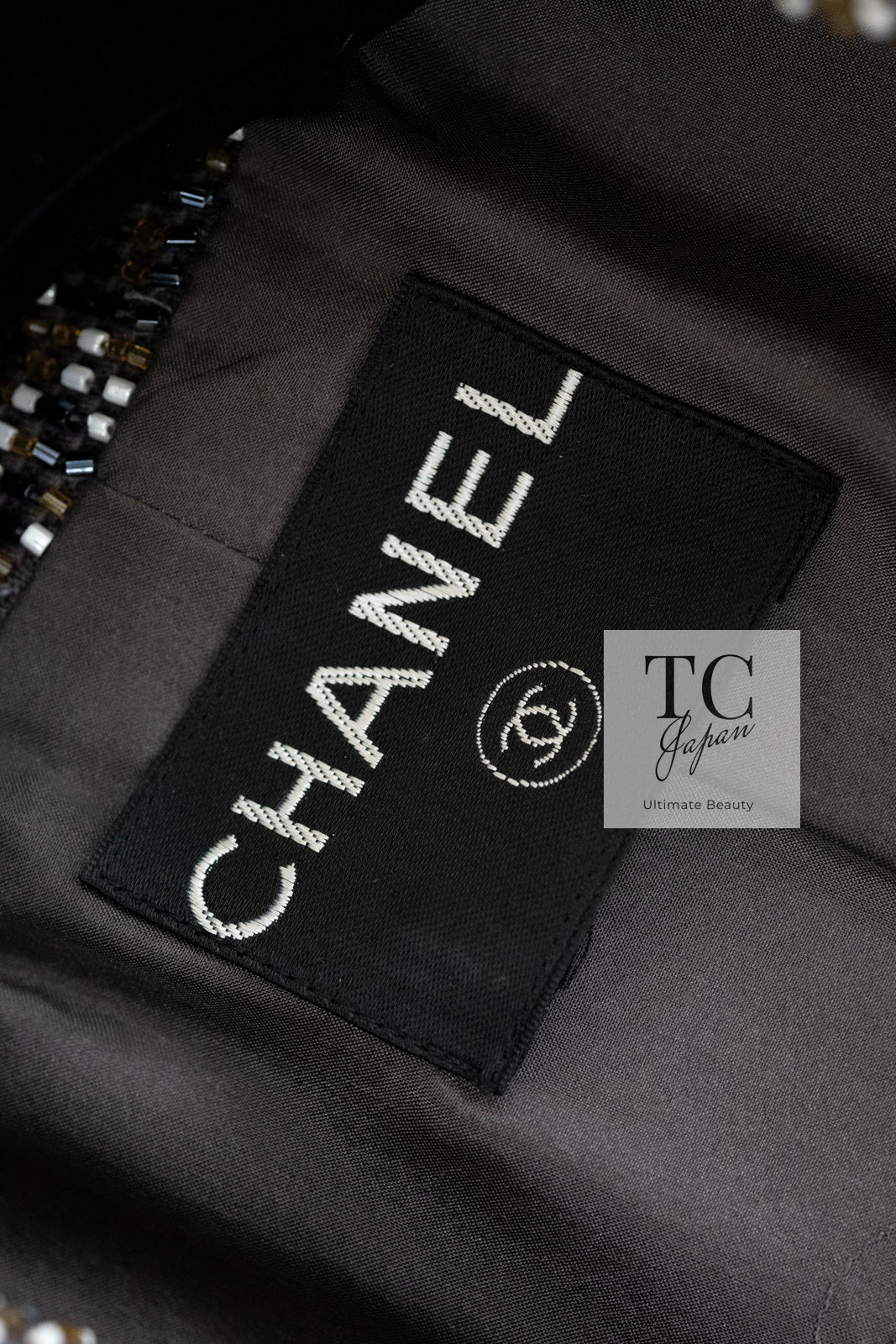 CHANEL 99S Brown Olive Navy Cotton Beaded Evening Party Jacket 40 42 シャネル ブラウン オリーブ ネイビー ビーズ イブニング パーティー ジャケット 即発