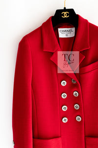 CHANEL 90s Vintage Red CC Silver Button Double Jacket 34 36 シャネル ヴィンテージ レッド CC シルバー ボタン ダブル ジャケット 即発