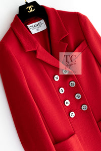 CHANEL 90s Vintage Red CC Silver Button Double Jacket 34 36 シャネル ヴィンテージ レッド CC シルバー ボタン ダブル ジャケット 即発