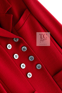 CHANEL 90s Vintage Red CC Silver Button Double Jacket 34 36 シャネル ヴィンテージ レッド CC シルバー ボタン ダブル ジャケット 即発