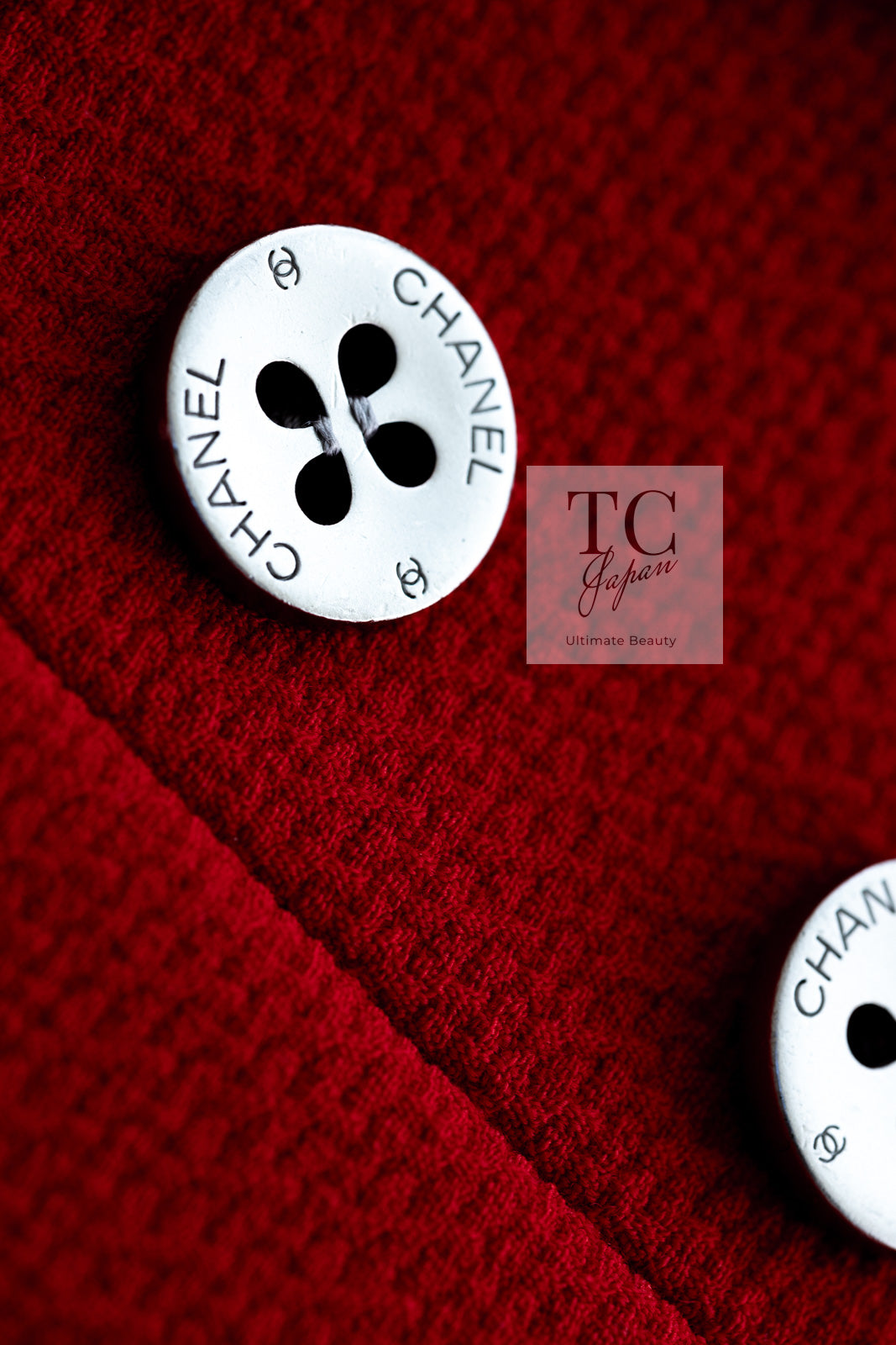 CHANEL 90s Vintage Red CC Silver Button Double Jacket 34 36 シャネル ヴィンテージ レッド CC シルバー ボタン ダブル ジャケット 即発