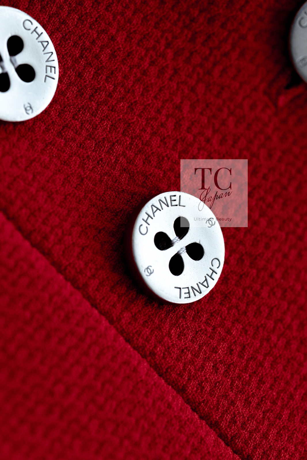 CHANEL 90s Vintage Red CC Silver Button Double Jacket 34 36 シャネル ヴィンテージ レッド CC シルバー ボタン ダブル ジャケット 即発