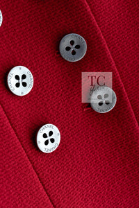 CHANEL 90s Vintage Red CC Silver Button Double Jacket 34 36 シャネル ヴィンテージ レッド CC シルバー ボタン ダブル ジャケット 即発
