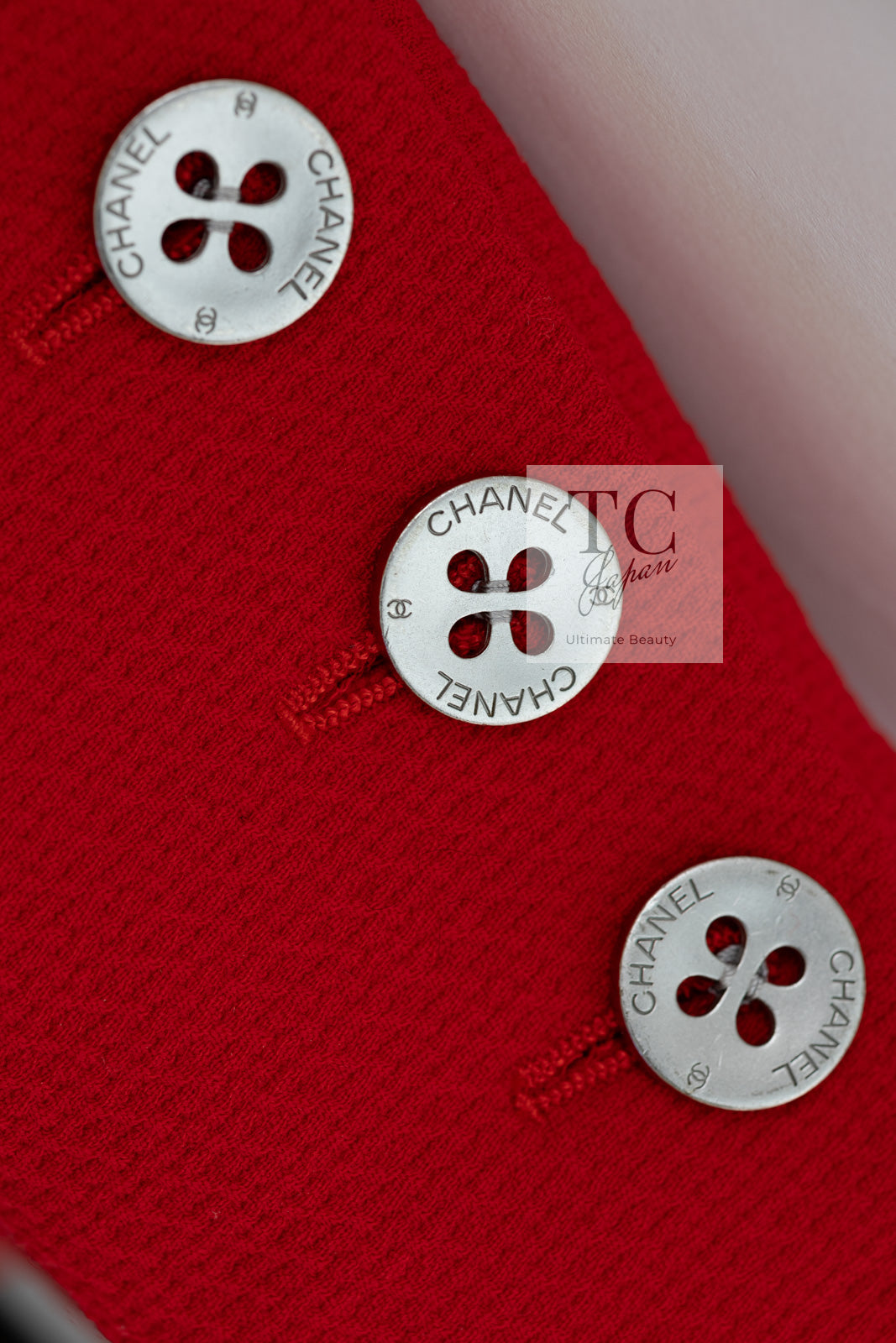 CHANEL 90s Vintage Red CC Silver Button Double Jacket 34 36 シャネル ヴィンテージ レッド CC シルバー ボタン ダブル ジャケット 即発
