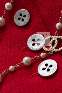 CHANEL 90s Vintage Red CC Silver Button Double Jacket 34 36 シャネル ヴィンテージ レッド CC シルバー ボタン ダブル ジャケット 即発