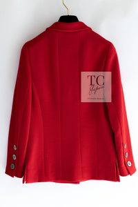 CHANEL 90s Vintage Red CC Silver Button Double Jacket 34 36 シャネル ヴィンテージ レッド CC シルバー ボタン ダブル ジャケット 即発