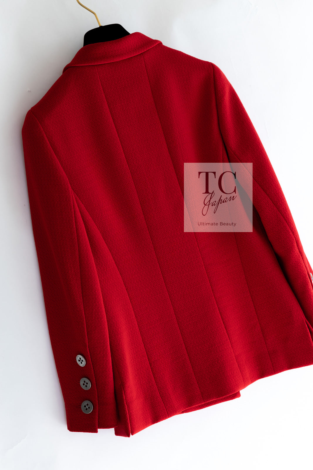 CHANEL 90s Vintage Red CC Silver Button Double Jacket 34 36 シャネル ヴィンテージ レッド CC シルバー ボタン ダブル ジャケット 即発