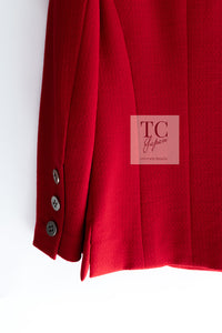 CHANEL 90s Vintage Red CC Silver Button Double Jacket 34 36 シャネル ヴィンテージ レッド CC シルバー ボタン ダブル ジャケット 即発