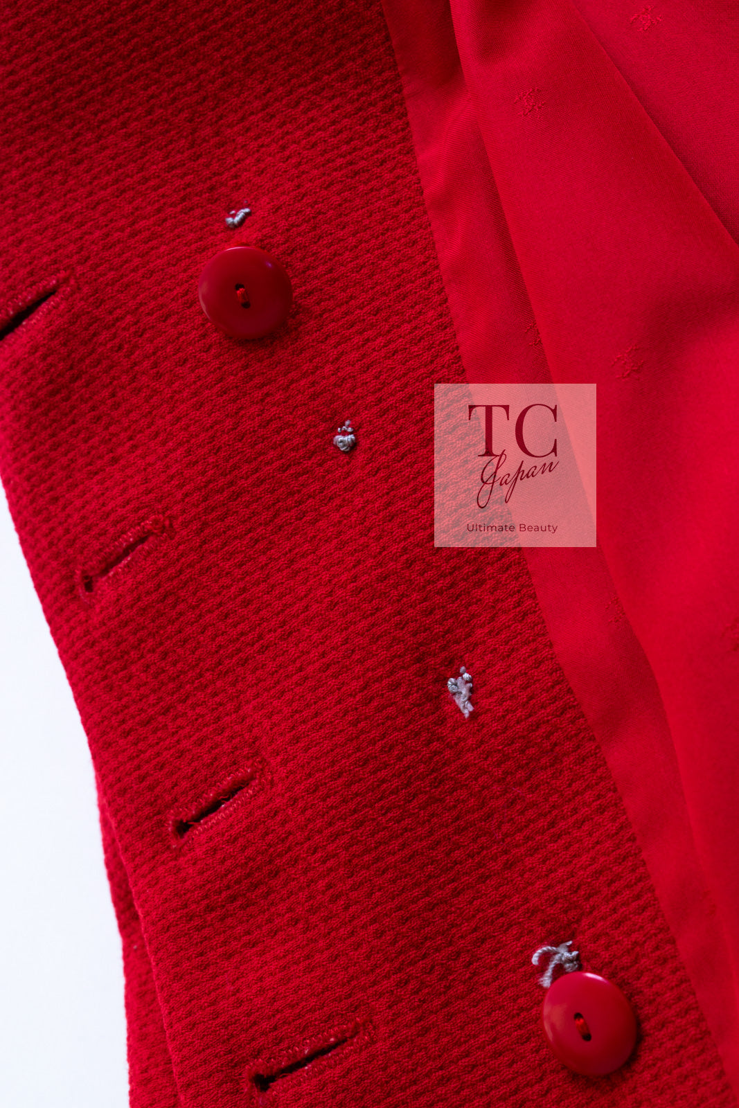CHANEL 90s Vintage Red CC Silver Button Double Jacket 34 36 シャネル ヴィンテージ レッド CC シルバー ボタン ダブル ジャケット 即発