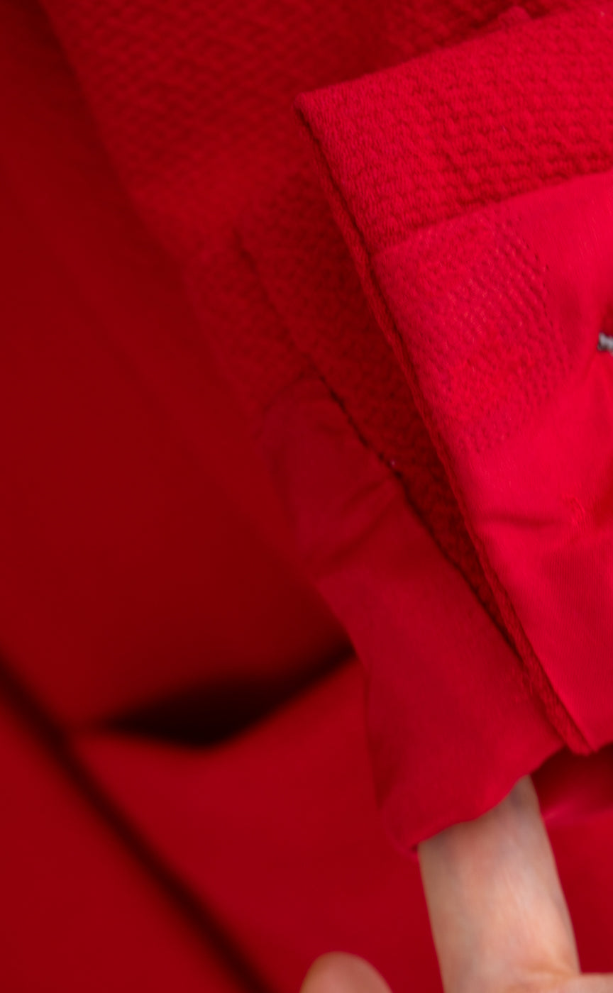 CHANEL 90s Vintage Red CC Silver Button Double Jacket 34 36 シャネル ヴィンテージ レッド CC シルバー ボタン ダブル ジャケット 即発