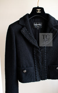CHANEL 22C Black Cropped Cotton Jacket 34 36 シャネル ブラック クロップド コットン ジャケット 即発