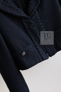CHANEL 22C Black Cropped Cotton Jacket 34 36 シャネル ブラック クロップド コットン ジャケット 即発